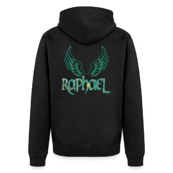 erzengel raphael e 71 - Unisex Premium Bio Zip Hoodie - Schwarz - Hinten - Nico (187cm)