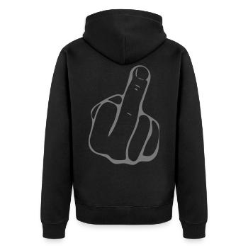 Fick - Unisex Premium Bio Zip Hoodie - Schwarz - Hinten - Nico (187cm)