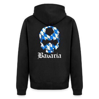 Bayern Totenkopf Geschenk Fussball Heimat stolz - Unisex Premium Bio Zip Hoodie - Schwarz - Hinten - Nico (187cm)