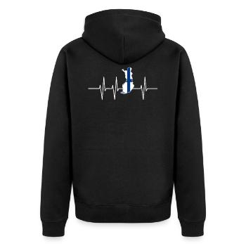 Herzschlag Finnland Geschenk Heimat Flagge Puls - Unisex Premium Bio Zip Hoodie - Schwarz - Hinten - Nico (187cm)