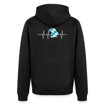 Bayern Herzschlag Geschenk Frequenz Bier stolz - Unisex Premium Bio Zip Hoodie - Schwarz - Hinten - Nico (187cm)