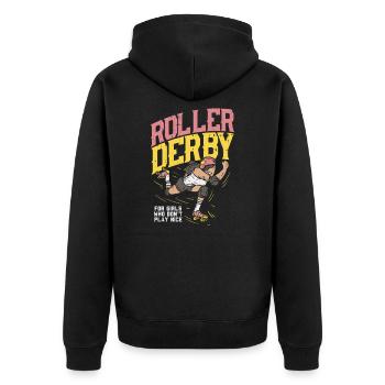 Roller Derby Sport T-Shirt Frauen Kämpfen Kraft - Unisex Premium Bio Zip Hoodie - Schwarz - Hinten - Nico (187cm)