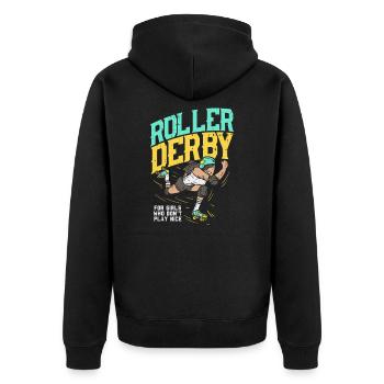 Rollerskating Derby Geschenk Rollschuh Sport retro - Unisex Premium Bio Zip Hoodie - Schwarz - Hinten - Nico (187cm)