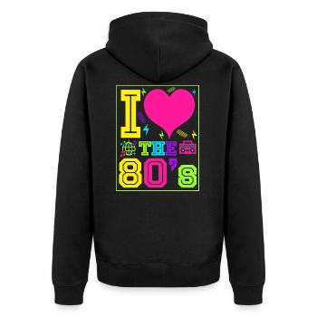 Ich liebe die 80er Geschenk Achtziger Jahre retro - Unisex Premium Bio Zip Hoodie - Schwarz - Hinten - Nico (187cm)