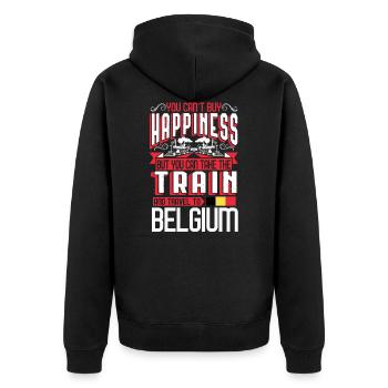 Train pour le train de vacances en Belgique - Veste à capuche bio Premium Unisexe - noir - Dos - Nico (187cm)