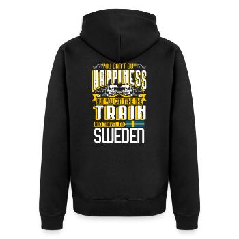 Train to Sweden gift holiday railroad holidays - Unisex Premium Organic Zip Hoodie - black - Back - Nico (187cm)