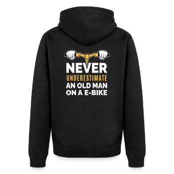 E-biker gift electric bike retiree retirement - Unisex Premium Organic Zip Hoodie - black - Back - Nico (187cm)