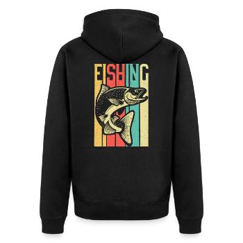 Poisson pêche pêche riviere truite retro - Veste à capuche bio Premium Unisexe - noir - Dos - Nico (187cm)