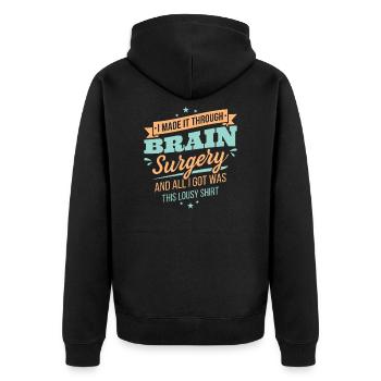 Brain Surgery Gift Skull Survivor - Unisex Premium Organic Zip Hoodie - black - Back - Nico (187cm)