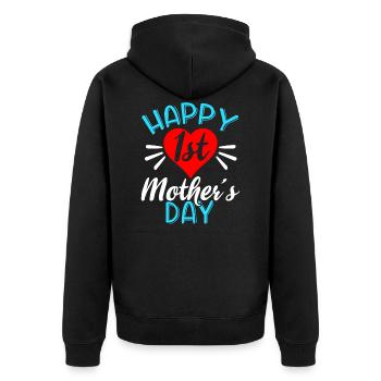 Premier cadeau fête des mères enfants famille maman - Veste à capuche bio Premium Unisexe - noir - Dos - Nico (187cm)