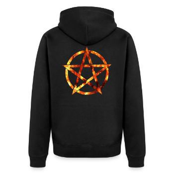 pentagramme des flammes - Veste à capuche bio Premium Unisexe - noir - Dos - Nico (187cm)
