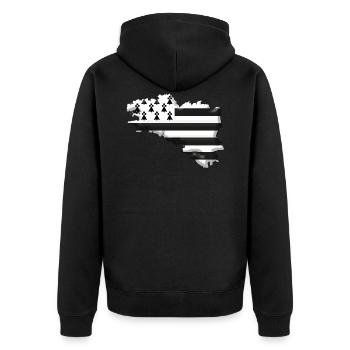 carte Bretagne drapeau Breizh - Veste à capuche bio Premium Unisexe - noir - Dos - Nico (187cm)