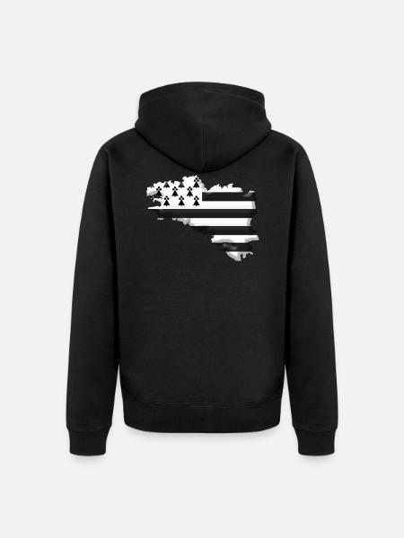 carte Bretagne drapeau Breizh - Veste à capuche bio Premium Unisexe - noir