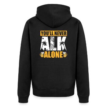 Ich saufe nie alleine Geschenk Alk Bier Mallorca - Unisex Premium Bio Zip Hoodie - Schwarz - Hinten - Nico (187cm)