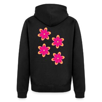Bunte Blumen - Unisex Premium Bio Zip Hoodie - Schwarz - Hinten - Nico (187cm)