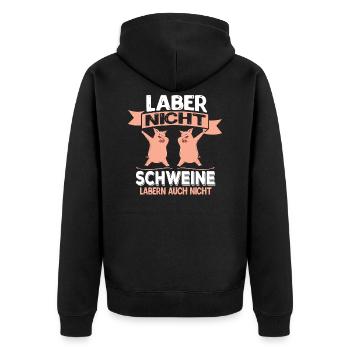 Laber nicht Geschenk Schwein Humor dabbing - Unisex Premium Bio Zip Hoodie - Schwarz - Hinten - Nico (187cm)