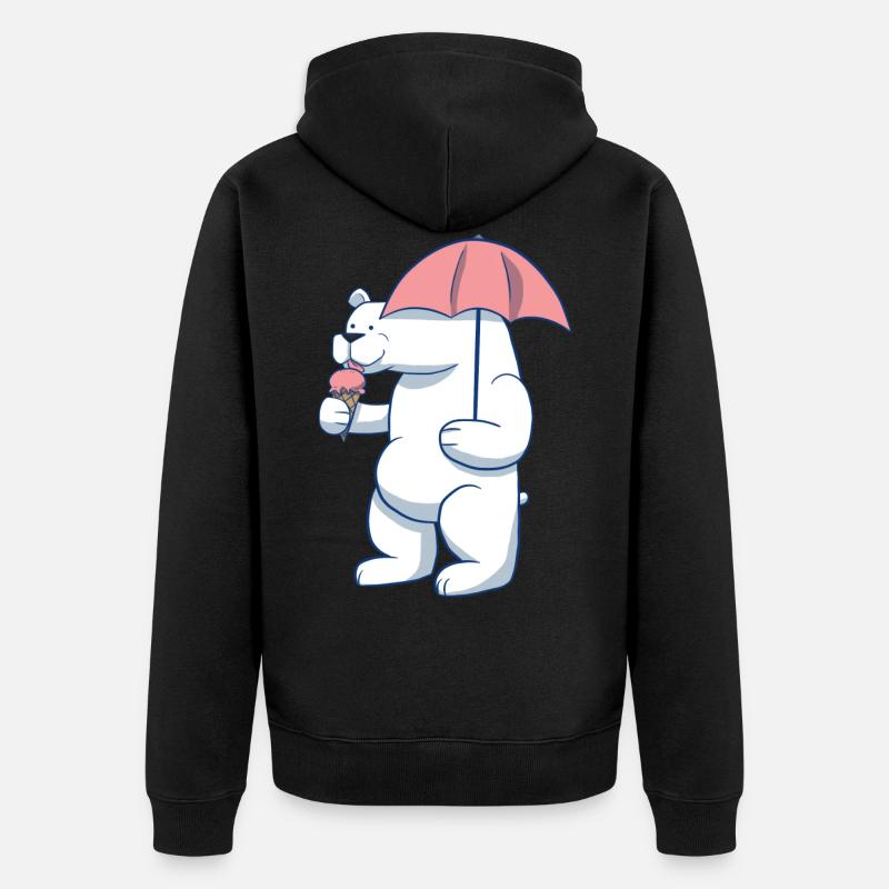 Eisbär Eis Eiscreme - Unisex Premium Bio Zip Hoodie - Schwarz