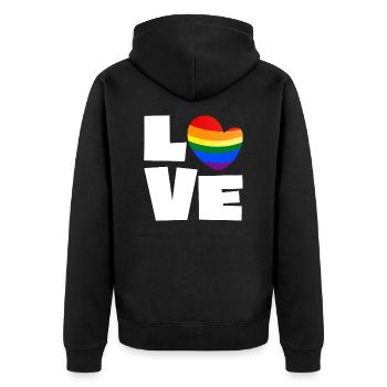 LGBT Gay Pride Coeur Heart Arc-en-ciel Amour Amour - Veste à capuche bio Premium Unisexe - noir - Dos - Nico (187cm)
