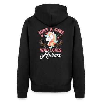 Pferd Mädchen Geschenk Liebhaber - Unisex Premium Bio Zip Hoodie - Schwarz - Hinten - Nico (187cm)