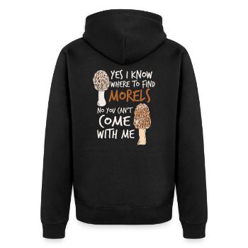 Morcheln Trüffel Pilz Sammler Geschenk - Unisex Premium Bio Zip Hoodie - Schwarz - Hinten - Nico (187cm)