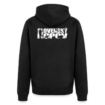 SLOVENSKY KOPOV Jagdhund Wilsigns Jagd Jäger Hunde - Unisex Premium Bio Zip Hoodie - Schwarz - Hinten - Nico (187cm)