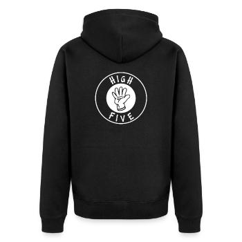High Five - Gib mir Fünf - Unisex Premium Bio Zip Hoodie - Schwarz - Hinten - Nico (187cm)