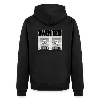 Duck Hunt Duck Wanted In Front Of A Prison Wall - Unisex Premium Bio Zip Hoodie - Schwarz - Hinten - Nico (187cm)