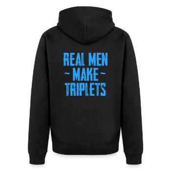 real men make triplets - Triplets Loading - Unisex Premium Organic Zip Hoodie - black - Back - Nico (187cm)