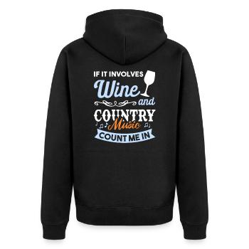 Wein und Country Musik - ich bin dabei - Unisex Premium Bio Zip Hoodie - Schwarz - Hinten - Nico (187cm)