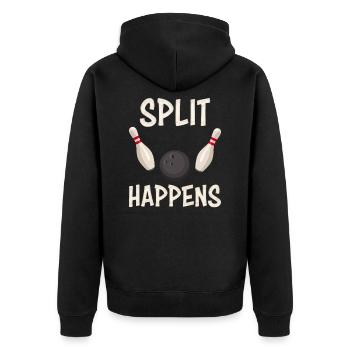 Split happens! lustiges Bowling T-Shirt für Bowler - Unisex Premium Bio Zip Hoodie - Schwarz - Hinten - Nico (187cm)