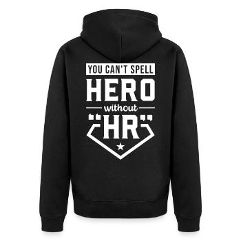 Vous ne pouvez pas épeler héros sans ressources humaines - Veste à capuche bio Premium Unisexe - noir - Dos - Nico (187cm)