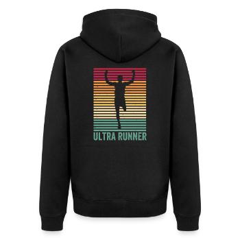 Ultramarathon Ultra Runner Jogging Running 100 km - Unisex Premium Organic Zip Hoodie - black - Back - Nico (187cm)