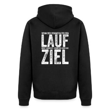 Ultramarathon Ultra Runner Joggen Laufen 100 km - Unisex Premium Bio Zip Hoodie - Schwarz - Hinten - Nico (187cm)