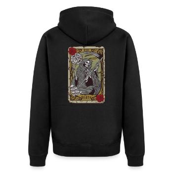 Grim Reaper Tarot T-Shirt Satan Occult Devil Heath - Unisex Premium Organic Zip Hoodie - black - Back - Nico (187cm)