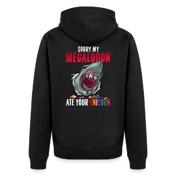 Megalodon T-Shirt Licorne Fossiles de Dino Primitif - Veste à capuche bio Premium Unisexe - noir - Dos - Nico (187cm)
