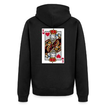 Blackjack Herz König T-Shirt Karten Poker Geld - Unisex Premium Bio Zip Hoodie - Schwarz - Hinten - Nico (187cm)