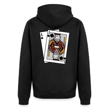 Blackjack Spades Ass Jacks T-Shirt Cards Poker Money - Unisex Premium Organic Zip Hoodie - black - Back - Nico (187cm)