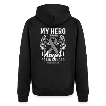 Kampf gegen Krebs Geschenk Hoffnung Gehirnkrebs - Unisex Premium Bio Zip Hoodie - Schwarz - Hinten - Nico (187cm)