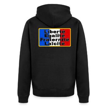 France Drapeau et devise - Veste à capuche bio Premium Unisexe - noir - Dos - Nico (187cm)