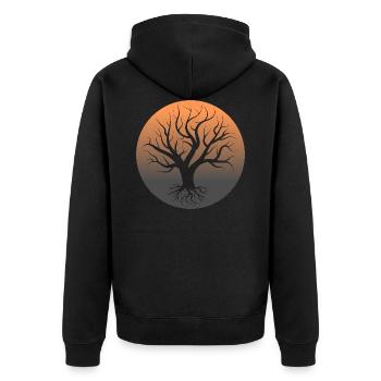 Lebensbaum Weisheit Heilung Wissen Mythos - Unisex Premium Bio Zip Hoodie - Schwarz - Hinten - Nico (187cm)