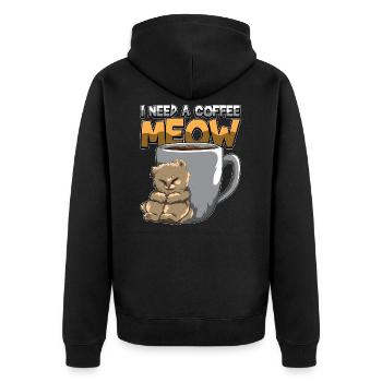 I Need A Coffee MEOW - Need Caffeine NOW - Veste à capuche bio Premium Unisexe - noir - Dos - Nico (187cm)