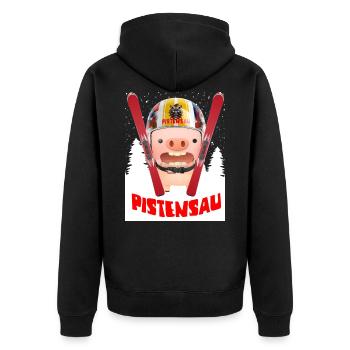 Pistensau Ugly Christmas Ski Snowboard Helmet Pig - Unisex Premium Bio Zip Hoodie - Schwarz - Hinten - Nico (187cm)
