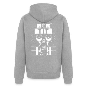 Tekno 23 Sound System - Unisex Premium Organic Zip Hoodie - heather grey - Back - Nico (187cm)