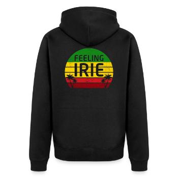 Feeling Irie Sunset Jamaica Reggae Rasta T-Shirt - Unisex Premium Bio Zip Hoodie - Schwarz - Hinten - Nico (187cm)