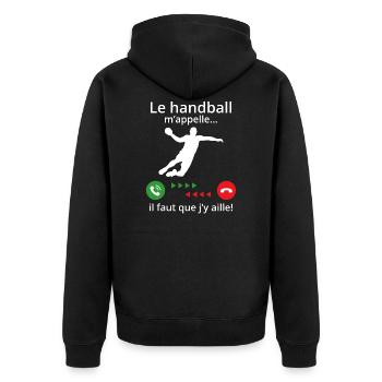 le handball m'appelle... il faut que j'y aille! - Veste à capuche bio Premium Unisexe - noir - Dos - Nico (187cm)