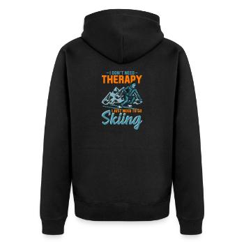 Ski thérapie t-shirt montagnes sport bière d'hiver - Veste à capuche bio Premium Unisexe - noir - Dos - Nico (187cm)