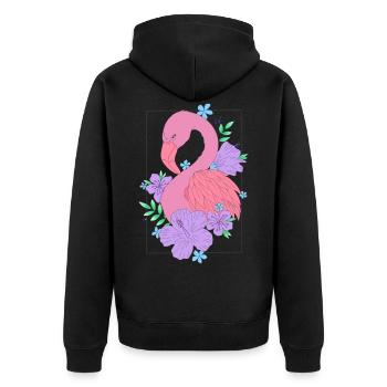 Flamingo Flower Flower - Unisex Premium Organic Zip Hoodie - black - Back - Nico (187cm)