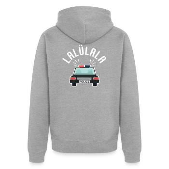 Polizei Kinder Polizeiauto Tatütata - Unisex Premium Bio Zip Hoodie - Grau meliert - Hinten - Nico (187cm)