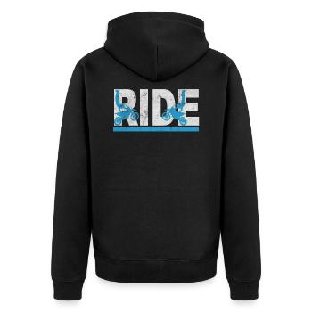 Ride Motorrad Motorcross Motocross - Unisex Premium Bio Zip Hoodie - Schwarz - Hinten - Nico (187cm)