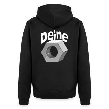 Deine Mutter Schraubenmutter Schlosser Handwerker - Unisex Premium Bio Zip Hoodie - Schwarz - Hinten - Nico (187cm)